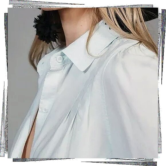 NWOT: Light Turquoise Pintuck Buttondown Shirt (S) by Bella Dahl - Picture 4 of 6